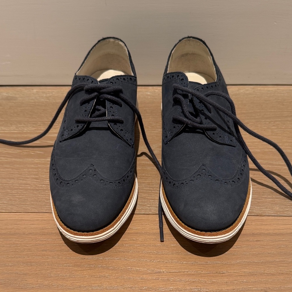 Cole Haan Navy Suede Wingtip Oxfords